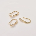 Close-up of 14K gold plated earring hooks with round cubic zirconia for DIY jewelry - Earring Hooks / 17# Gold
