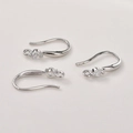 Macro view of 14K silver plated ear hooks with sparkling round zircon for DIY jewelry - Earring Hooks / 18# White K (Silver)