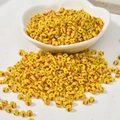 Yellow candy striped glass seed beads for DIY jewelry making and necklace crafts - Yellow with Red Stripes