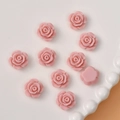Pink resin rose flower cabochons with flat back for DIY jewelry and hair accessories - Rose (3#) / 10 Pieces/Pack / Misty Pink