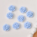 Set of 8 light blue resin rose flower charms for DIY handmade jewelry and hair accessories - Light Blue