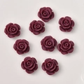 Detailed view of 12mm dark purple resin camellia flower charms for DIY jewelry making - Purplish Red