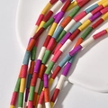 Rainbow colored cylindrical turquoise spacer beads for DIY jewelry making sets - Color Cylinder Style (12#)