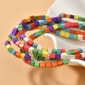Colorful 4mm square stone beads for DIY jewelry making in vibrant matte finish - Red Square Style (19#)