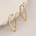 S925 zilveren 14K vergulde oorklem met zirkonia pavé en ophangoog voor handgemaakte sieraden - Gouden Zirkoon Oormanchet
