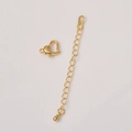 14K gold plated heart lobster clasp and extender chain for DIY jewelry making - 18K Gold Heart Lobster Clasp
