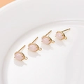 18K gold plated oval pink stone earrings DIY jewelry making findings with link rings - 27# Sakura Pink Oval (Earring Post/1 Piece)