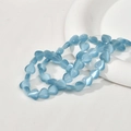 Light blue cat eye heart beads for vintage DIY necklaces and handmade bracelets - Denim Blue Cat's Eye