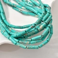 Cylindrical turquoise green stone beads with brown patterns for DIY jewelry necklaces - 32# Deep Turquoise