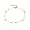Baroque shell 18k gold plated stainless steel bracelet with golden chain links - Style with Shell Pendant Pearls (STB2551-GO)