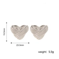 Minimalist silver textured heart hoop earrings with dimensions 19.5mm by 23.3mm - Line Heart Stud / Steel