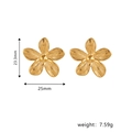 Detailed view of gold flower stud earrings with dimensions and weight parameters - Embossed Texture Flower Style (STE24537)