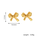Golden bow-knot stud earrings in polished metal finish with 13.3mm height and 14.3mm width - Full Tied Bowknot Style (STE24541)