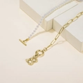 Schicke Perlenkette mit goldenem Büroklammer-Design und Buchstaben-B-Anhänger - Buchstabe B