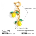 Golden stainless steel chain pendant featuring vibrant yellow enamel lemons for beachwear - Yellow Lemon (PJ93293)