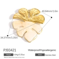 Ciondolo foglia di monstera impermeabile in acciaio inossidabile e resina color crema - Foglia a Colori d'Oro (PJ93421)
