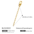 Gold stainless steel lobster clasp chain extender for keychains or bags, 88mm length - Simple Extension Chain Style (BL010022)
