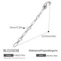Polished stainless steel chain with heart-shaped links and lobster clasp, 6 inches - 153.6mm Silver Type