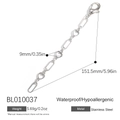 Polished silver stainless steel heart chain with lobster clasp for jewelry DIY - 151.5mm Silver Type