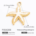 Pendentif étoile de mer en acier inoxydable doré et émail blanc pour bijoux DIY - Pendentif Étoile de Mer Émaillée Blanche (PJ91630B)