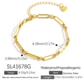 Gold plated stainless steel paperclip chain bracelet with heart tag, 17+5cm adjustable - Bracelet SL41678G