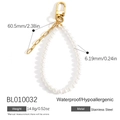 Fashionable pearl bag charm with golden stainless steel clasp and white pearls - Pearl Ring With Pendant (BL010032)