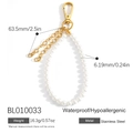 Stainless steel pearl heart bag charm with lobster clasp and waterproof gold chain - Pearl Ring With Tassel (BL010033)