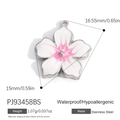 Waterproof stainless steel cherry blossom pendant with white and pink enamel finish - Cherry Blossom Gradient Style (PJ93458BS)
