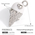 Silver ice cream cone charm in white finish, stainless steel DIY pendant for necklaces - White Cone Style (PJ92881CS)