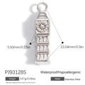 Big Ben pendant in stainless steel, waterproof and hypoallergenic for DIY jewelry - Architectural Shape Style (PJ93128S)