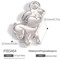 Polished stainless steel cartoon dog charm pendant with dimensions for DIY jewelry - Cartoon Dog Style (PJ93464)