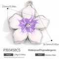 White cherry blossom charm in stainless steel with purple stamens for DIY necklaces - Purple Gradient Cherry Blossom Style (PJ93458CS)