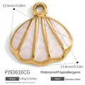 Colgante de concha en blanco perla y acero dorado para la creación de joyas DIY - Estilo de Vieira Blanco Nacarado (PJ93616CG)