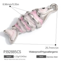 Pink and white glitter fish-shaped stainless steel pendant with dimensions and weight - Pink-White Glitter Fish Pendant(PJ92885CS)