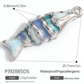 Light blue and green enamel fish pendant in stainless steel for DIY jewelry making - Blue-Green Glitter Fish Pendant(PJ92885DS)