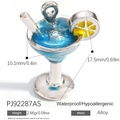 Blue cocktail cup charm in gold-plated alloy with dimensions of 10.1mm by 17.5mm - Blue Cocktail (PJ92287AS)