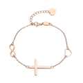 Bracciale in acciaio inossidabile oro rosa con ciondoli infinito, cuore e croce - Oro rosa