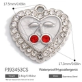 Stainless steel heart pendant with red zircon cherry and pearl white enamel - Pearlescent Enamel Cherry Heart Charm(PJ93453CS)