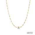 Minimalistische 18K vergoldete Titanstahlkette mit 45+5 cm strukturierter Olivenkette - Linientextur-Stil(STN25282-GO)