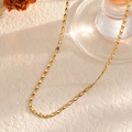 Minimalistische 18K vergoldete Titanstahlkette mit Gliedern im Olivenblatt-Design - Ovaler Schloss-Glied(STN25379-GO)
