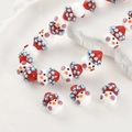 Cuentas de vidrio de muñeco de nieve hechas a mano para bisutería navideña DIY - Muñeco de Nieve con Sombrero Rojo