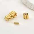 Detailed view of 14k gold-plated cylindrical beads with cross-knurled texture for DIY jewelry - 1# 18k Gold Plated Magnetic Tube Bead (Approx 10x4mm)