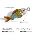 Stainless steel colorful fish pendant with orange, yellow and blue enamel detailing - Stainless Steel Orange Yellow Fish (PJ92382SC)
