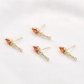 14k gold plated drop earring findings with orange zircon crystal for DIY jewelry - 14k Gold Red Zirconia (19.7x4.5mm)