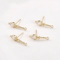 Detail of 14k gold plated copper earring findings with pear shaped zircon for DIY jewelry - 14k Gold White Zirconia (19.7x4.5mm)
