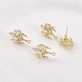 Detail of 14k gold plated brass earring components with pear-shaped cubic zirconia - 14k Gold White Zirconia Crystal Light (19.5x11.5mm)