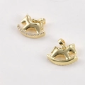 Detail of 14k gold plated rocking horse charms with sparkling cubic zirconia for DIY jewelry - 14k Gold Plated Smooth Trojan Horse