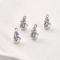 Détail de breloques cupcake en argent avec zircon violet en forme de cœur et nœud - K Blanc Zircon Violet Gâteau de Cœur