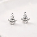 Détail d'un pendentif gâteau argenté avec couronne et zircon étoile pour bijoux - K Blanc Zircon Blanc Gâteau d'Étoile