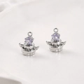 Détail des pendentifs gâteau plaqués or 14K avec zircon étoile violet et petites ailes - K Blanc Zircon Violet Gâteau d'Étoile